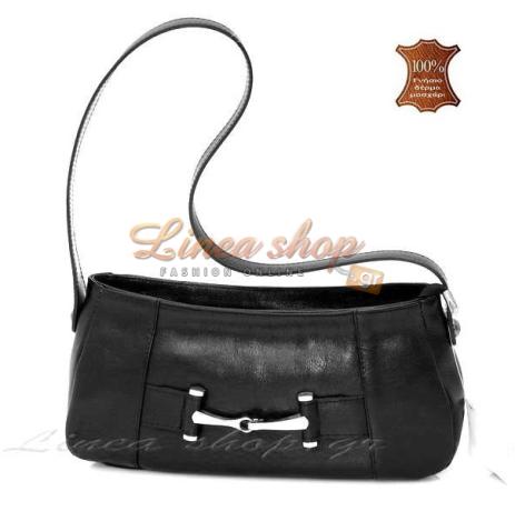Moda Borse 830 γυναικεία δερμάτινη τσάντα xρώμα μαύρο