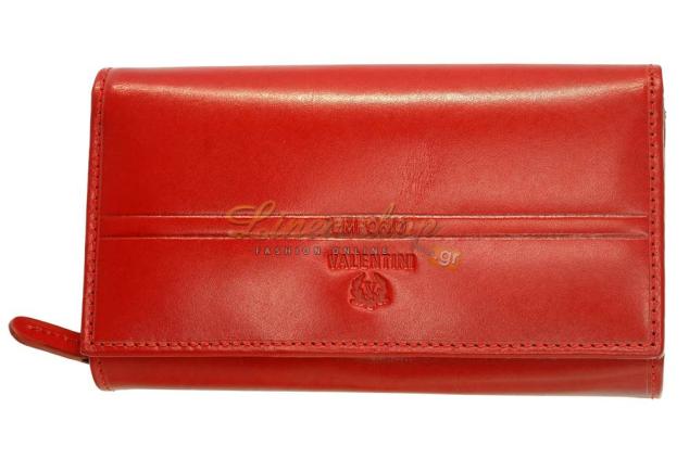 valentini 563-155 γυναικείο μεγάλο δερμάτινο πορτοφόλι κόκκινο