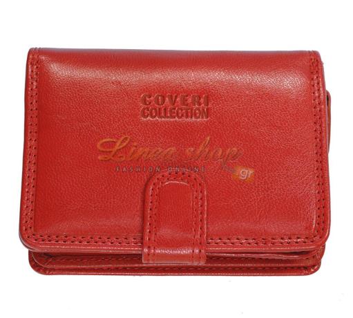 COVERI 1531-361 μικρό δερμάτινο γυναικείο πορτοφόλι κόκκινο