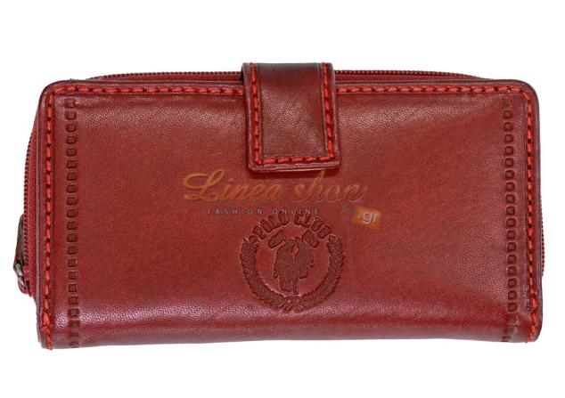 POLO CLUB 1725-G16 Γυναικείο δερμάτινο πορτοφόλι Κόκκινο