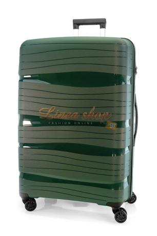 LS 0170/75-L Μεγάλη σκληρή τροχήλατη βαλίτσα πολυπροπυλενίου Πράσινη