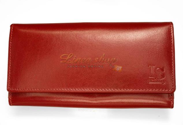 LS 17798 γυναικείο δερμάτινο μεγάλο πορτοφόλι Κόκκινο