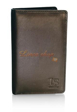 LS 47700/L Δερμάτινο μεγάλο πορτοφόλι-θήκη εγγράφων-καρτών (2 μεγέθη/μεγάλo), Καφέ