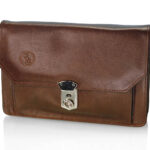 442471 Ανδρικό δερμάτινο τσαντάκι χειρός καφε
