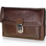 Ανδρικό δερμάτινο τσαντάκι χειρός καφε