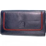 LS Γυναικείο δερμάτινο μεγάλο πολυθέσιο πορτοφόλι Μπλε
