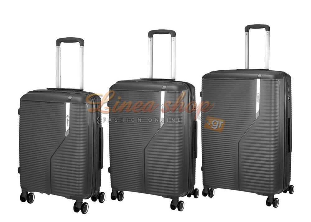 Xplorer Άθραυστη βαλίτσα πολυπροπυλενίου SET τριών διαστάσεων (S/M/L) 923015/3X-SET Μαύρη