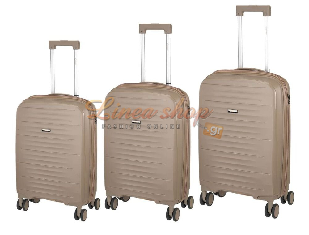 Xplorer 6922/3X-SET Άθραυστες βαλίτσες πολυπροπυλενίου σε SET 3 τεμάχια & μεγέθη (S/M/L) Μπέζ