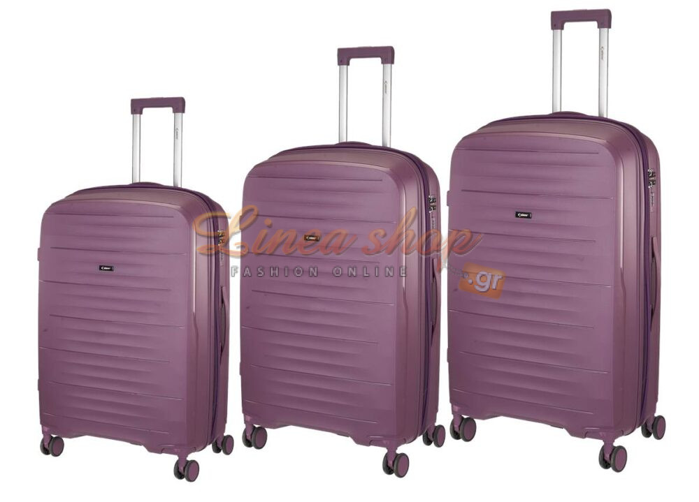 Xplorer 6922/3X-SET Άθραυστες βαλίτσες πολυπροπυλενίου σε SET 3 τεμάχια & μεγέθη (S/M/L) Μωβ