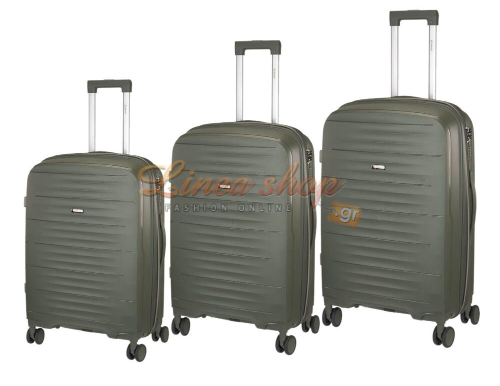 Xplorer Άθραυστες βαλίτσες πολυπροπυλενίου σε SET 3 τεμάχια & μεγέθοι (S/M/L) Χακί
