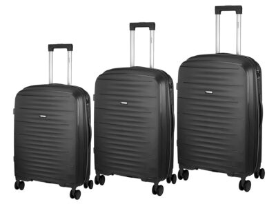 Xplorer 6922/3X-SET Άθραυστες βαλίτσες πολυπροπυλενίου σε SET 3 τεμάχια & μεγέθη (S/M/L) Μαύρο