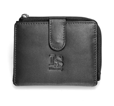 LS 64549 unisex μικρό δερμάτινο πορτοφόλι-καρτοθήκη μαύρο