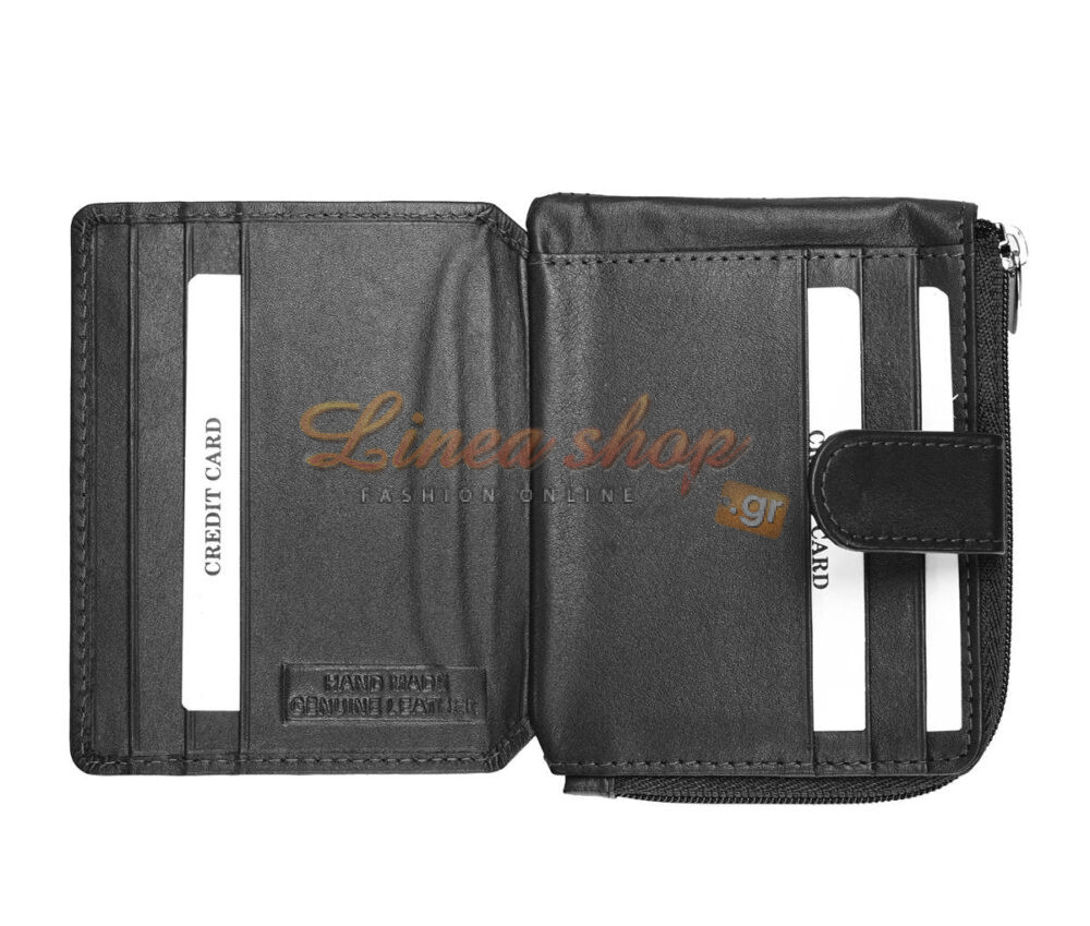 LS 64549 unisex μικρό δερμάτινο πορτοφόλι-καρτοθήκη μαύρο