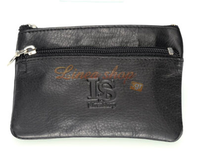LS 2078 UNISEX Μικρό δερμάτινο πορτοφόλι κερμάτων-κλειδιών καφέ μαύρο