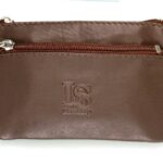 LS 2078 UNISEX Μικρό δερμάτινο πορτοφόλι κερμάτων-κλειδιών καφέ