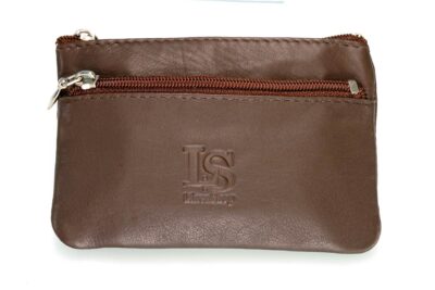 LS 2078 UNISEX Μικρό δερμάτινο πορτοφόλι κερμάτων-κλειδιών καφέ