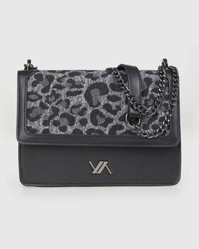 VERDE ΓΥΝΑΙΚΕΙΑ ΤΣΑΝΤΑ ΩΜΟΥ 16-0008310  ANIMAL PRINT ΜΑΥΡΟ