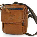 GM 0667 ανδρική δερμάτινη τσάντα ώμου κάμελ