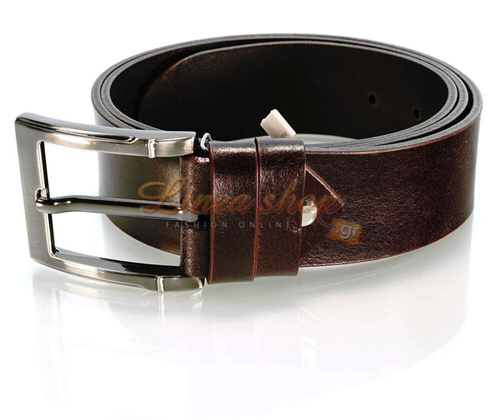 linea 82-2982 unisex δερμάτινη φαρδιά ζώνη καφε