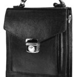 LS 136055 ανδρική δερμάτινη τσάντα μαύρη