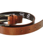 Γυναικεία δερμάτινη ζώνη (στενή 2,5cm)  648022 μπεζ σκούρο