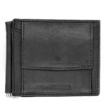 Ανδρικό δερμάτινο πορτοφόλι  (ελατήριο)  64-1436 μαύρο