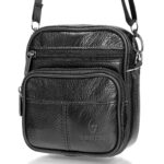 06105 Ανδρική δερμάτινη μικρή τσάντα, Μαύρο